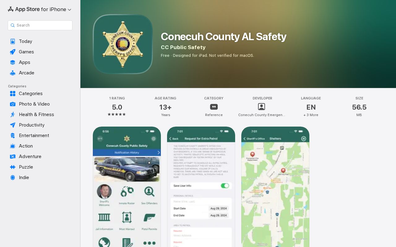 Conecuh County arrest lookup Apple safety app listing