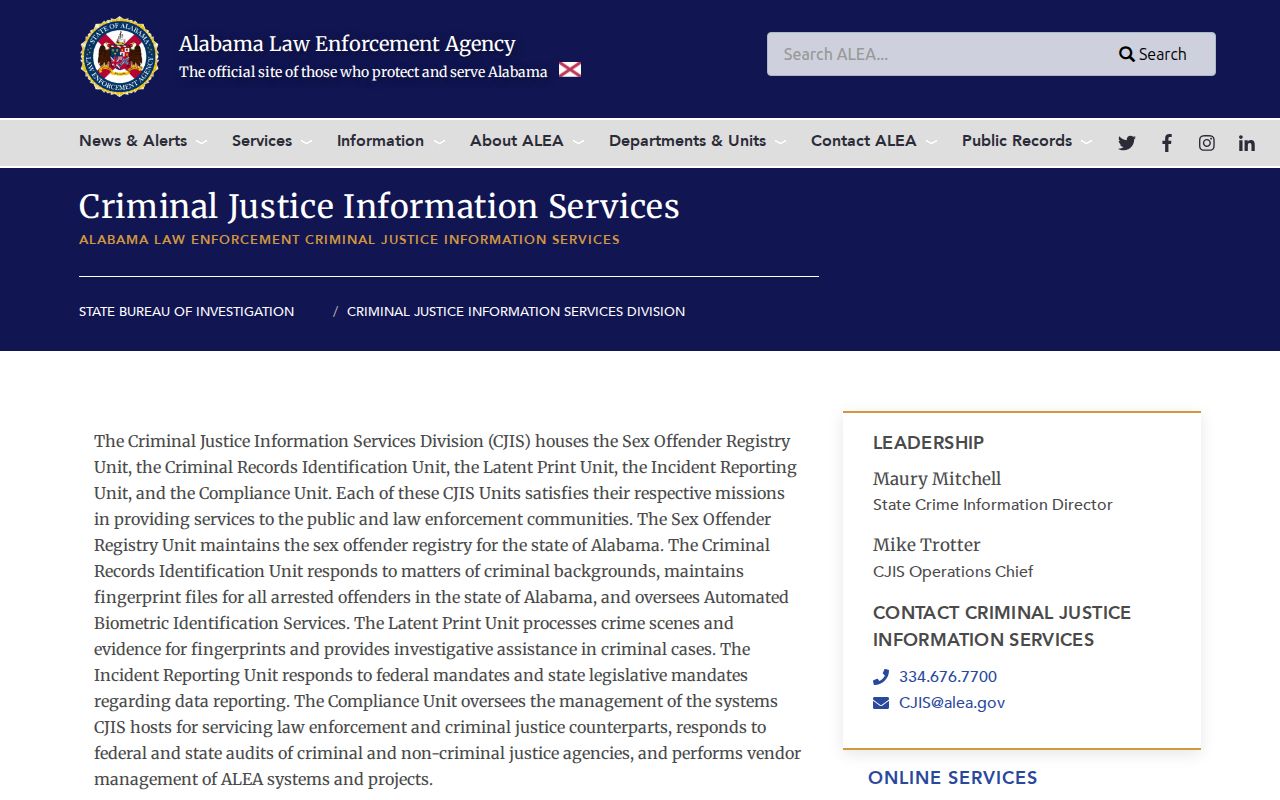 Conecuh County criminal record types at Alabama CJIS