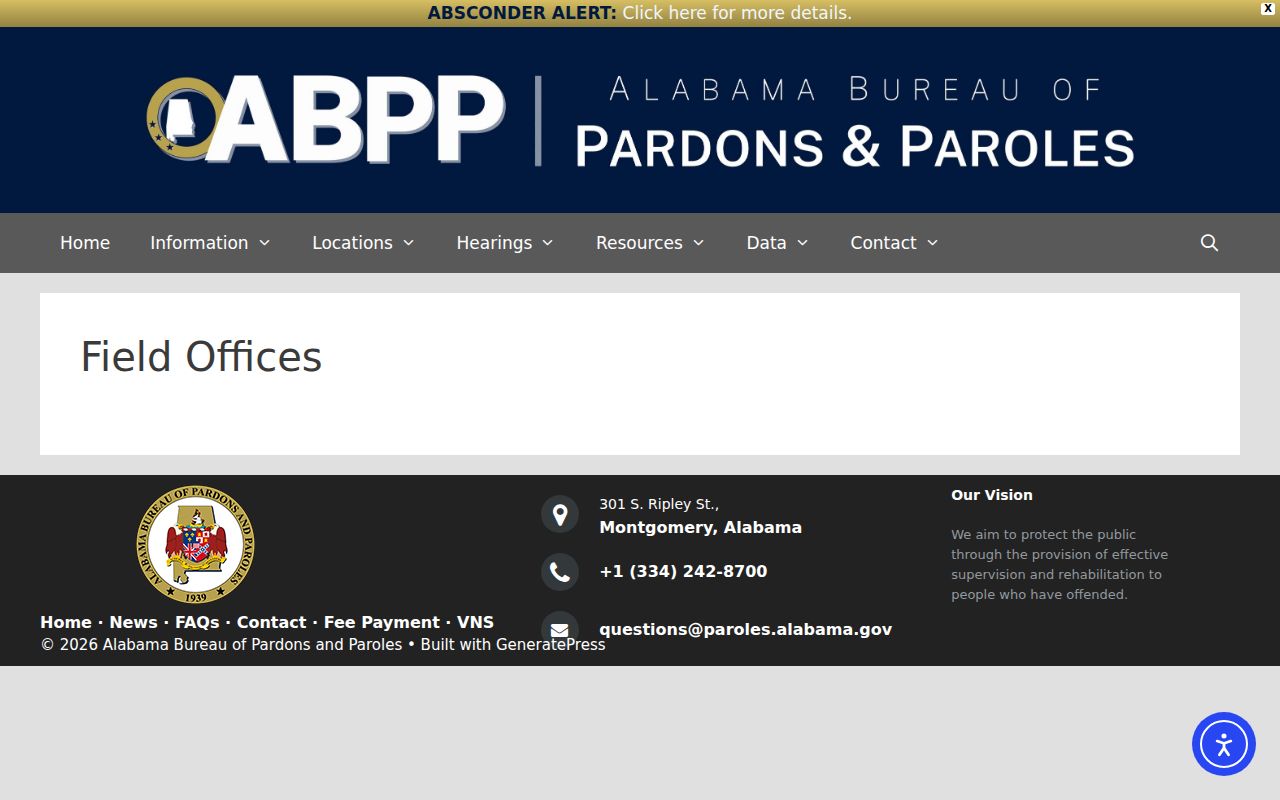 Conecuh County criminal supervision records ABPP offices