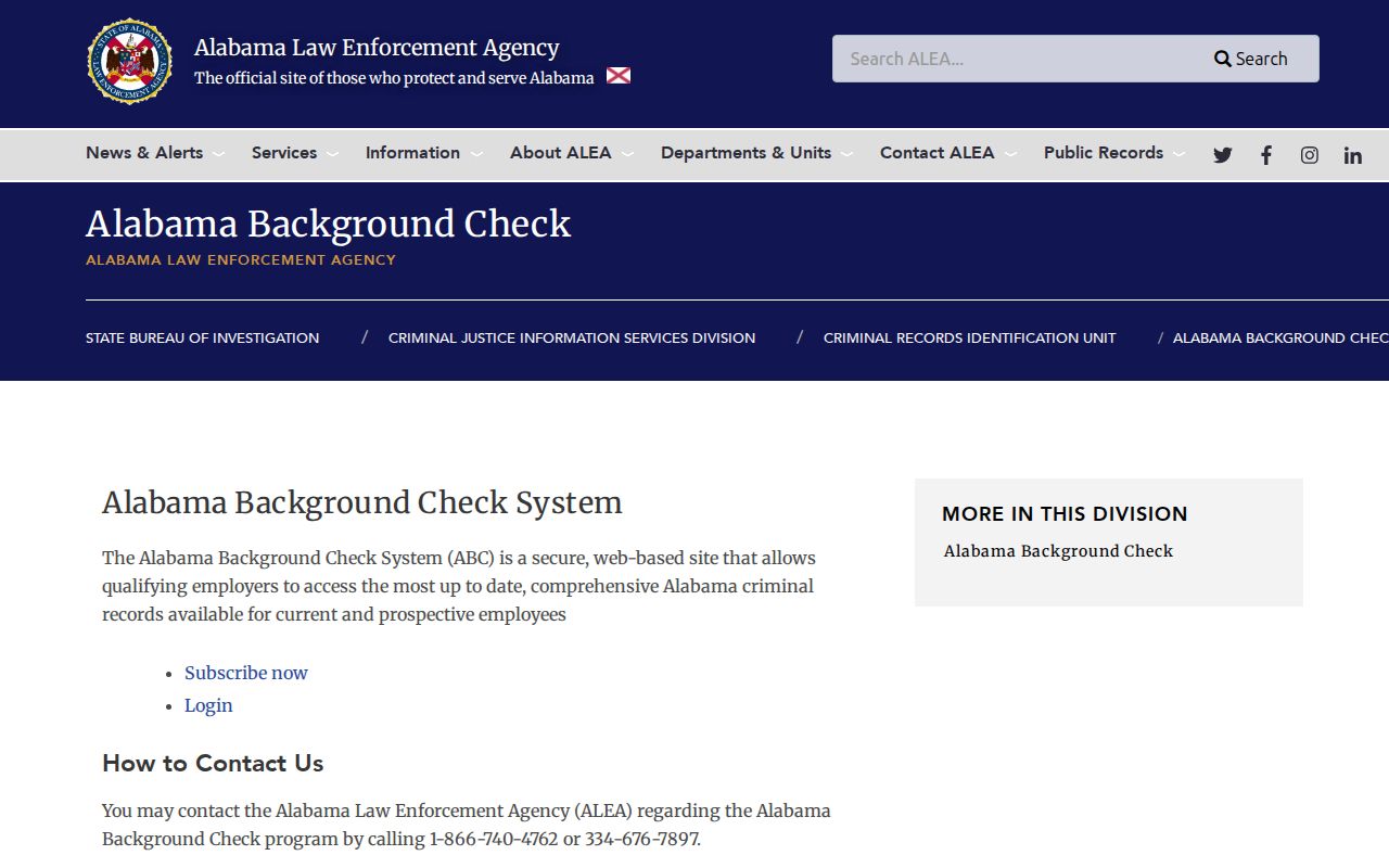Conecuh County criminal history ALEA own-record process