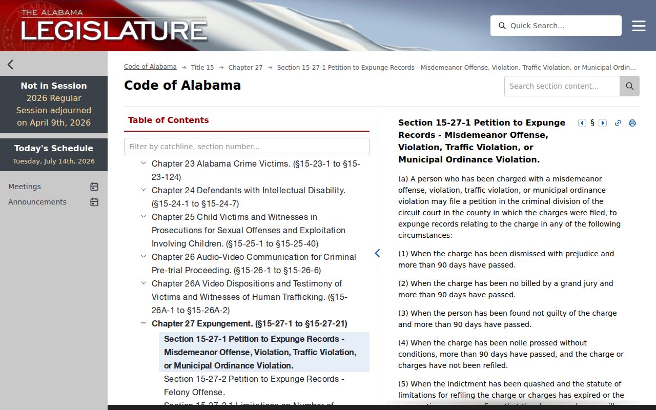 Conecuh County sex offender search Alabama expungement statute