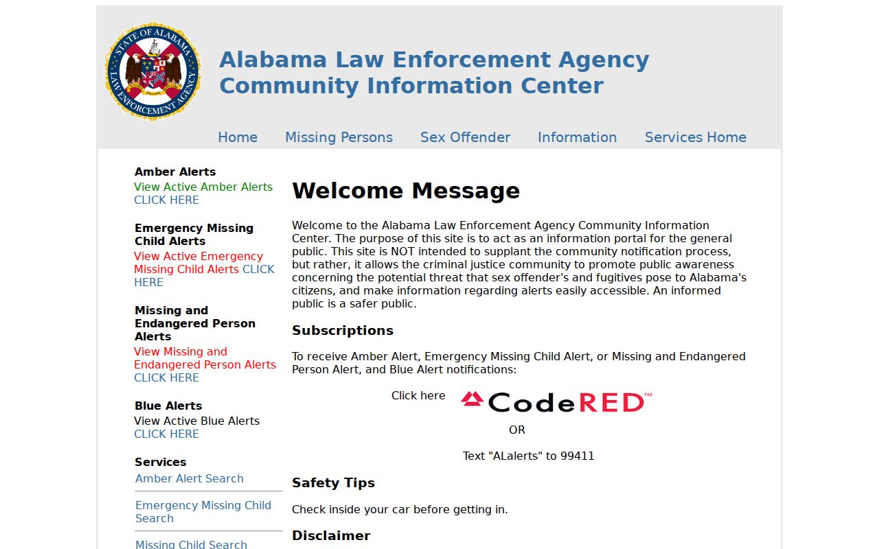 Conecuh County sex offender search ALEA community portal